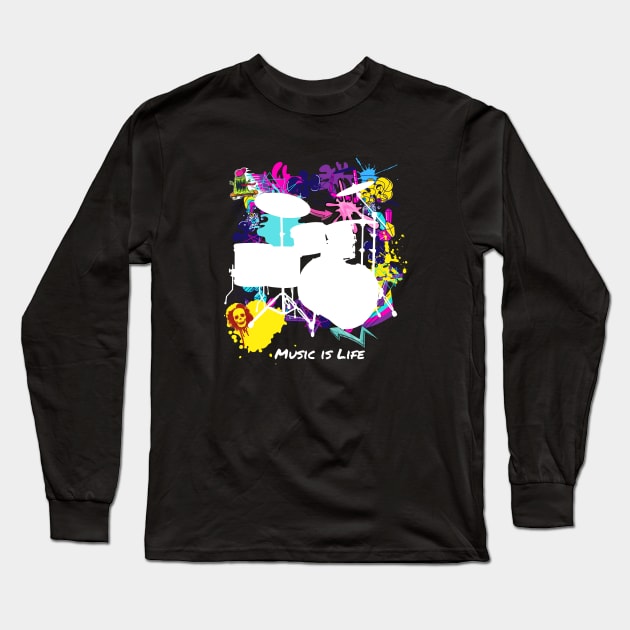 Drum Art Long Sleeve T-Shirt by Dreanpitch